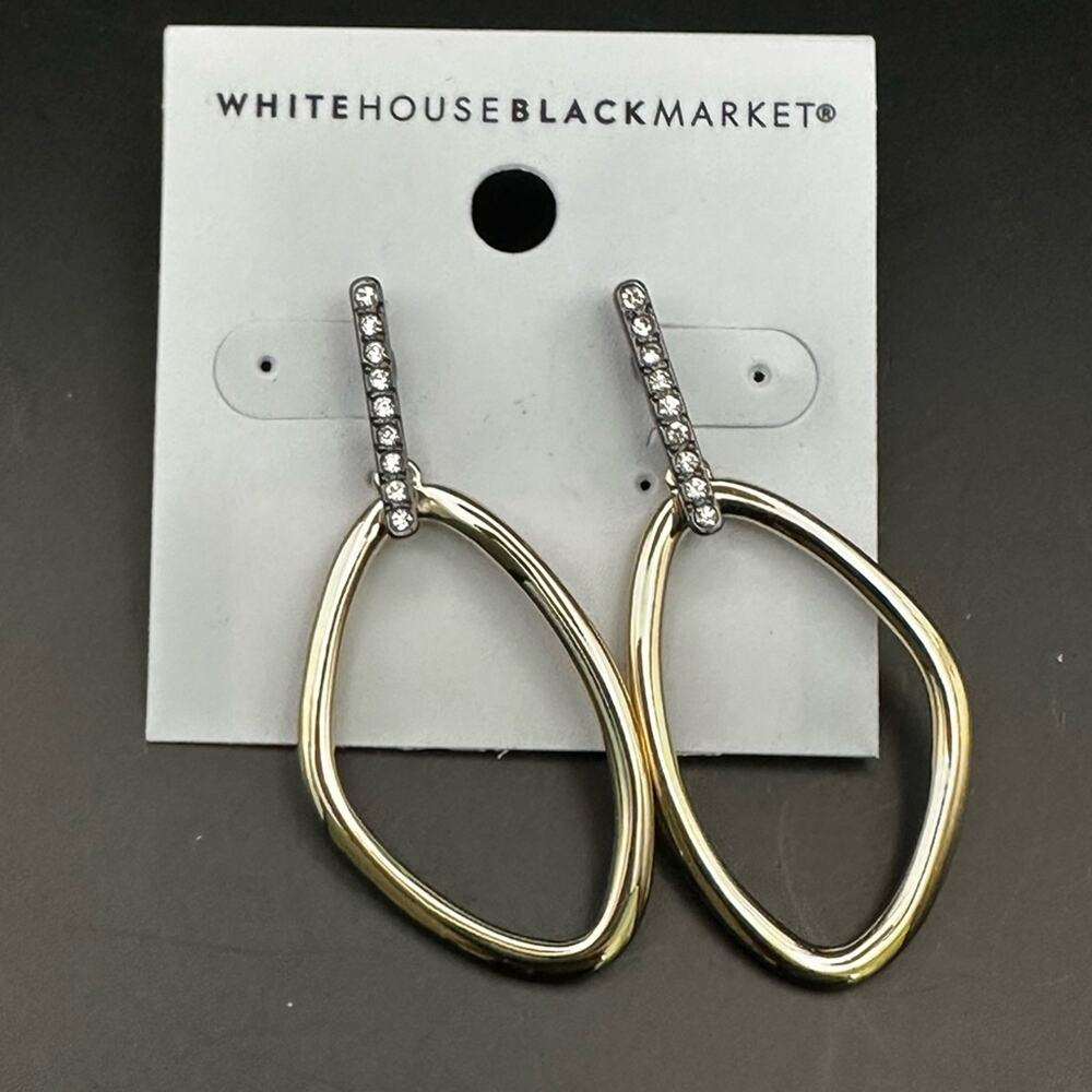 WHBM Hoop Earring NWT White House Black Market Gold Modern Shape